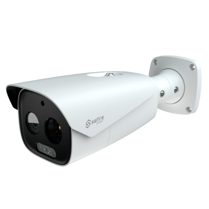 Comprar SAFIRE SMART SF-IPTB384A-19D5 Cámara térmica Dual Bullet IP Safire Smart - Sensor térmico 12 m 384x288 VOx | Lente 19 mm - Sensor óptico 1/2.7 5 Mpx | Lente 16 mm - Sensibilidad térmica  35mK - AI basado en clasificación de humano y vehículo - Ra