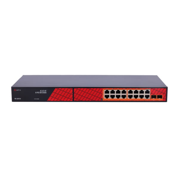 Safire Switch Hi-PoE - 16 puertos PoE + 2 SFP - Velocidad de puertos Gigabit 10/100/1000Mbps - 14 Puertos PoE+ 30W + 2 Puertos H