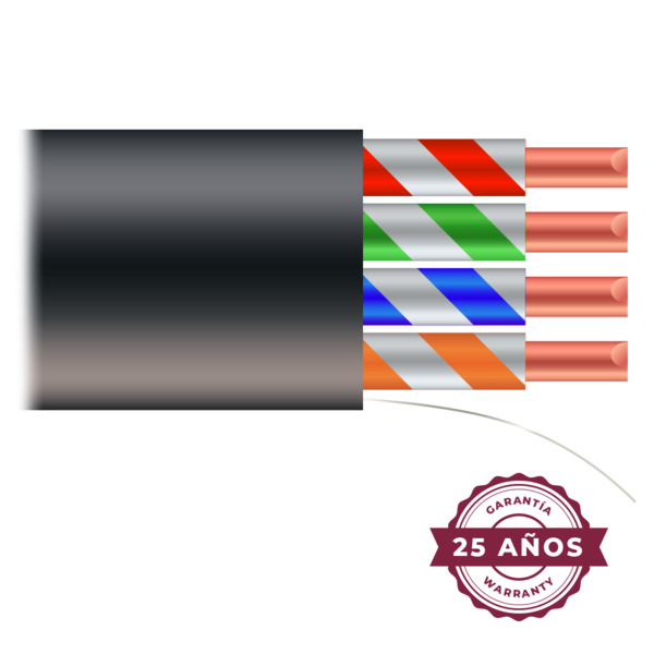SAFIRE UTP5E-300-OUTDOOR Cable UTP - Categoría 5E - Rollo de 305 metros - Cubierta color negro - Diámetro 5.5 mm - Cubierta espe