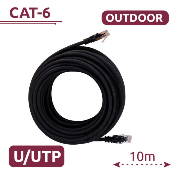 SAFIRE UTP6-10-OUTDOOR Cable UTP - Ethernet - Conectores RJ45 - Categoría 6 - Cubierta especial para exterior ( Negro ) - 10 m