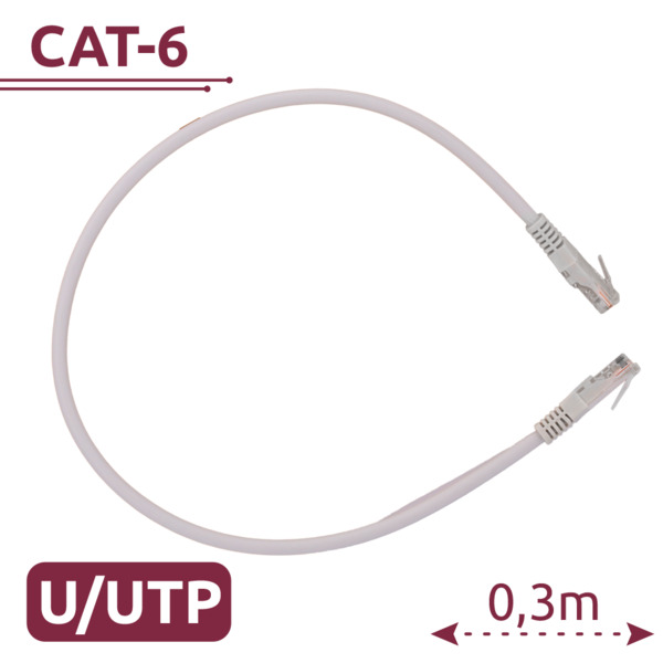 SAFIRE UTP6-H-03W Cable UTP - Ethernet - Conectores RJ45 - Categoría 6 - 0,3 m - Color blanco