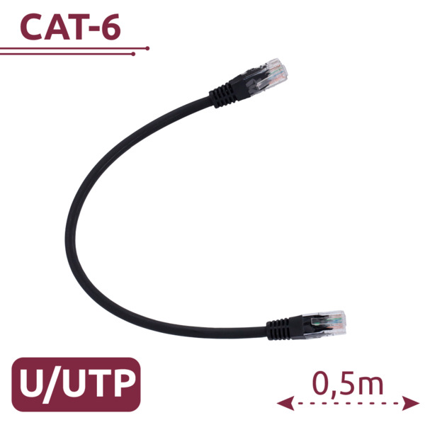 SAFIRE UTP6-H-05BK Cable UTP - Ethernet - Conectores RJ45 - Categoría 6 - 0,5 m - Color negro