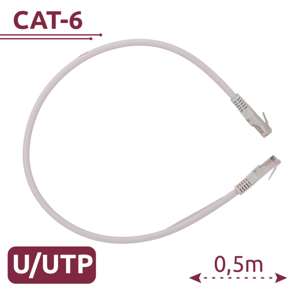 SAFIRE UTP6-H-05W Cable UTP - Ethernet - Conectores RJ45 - Categoría 6 - 0,5 m - Color blanco