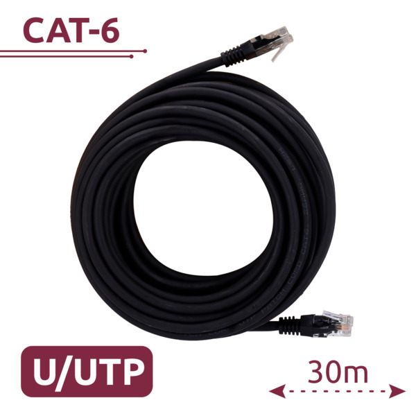 SAFIRE UTP6-H-30BK Cable UTP - Ethernet - Conectores RJ45 - Categoría 6 - 30 m - Color negro