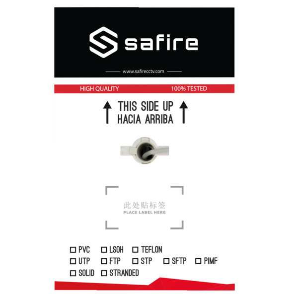 SAFIRE UTP6A-300-H Cable UTP Safire - Categoría 6A - Conductor BC, pureza 99.9% cobre - Cumple con 100m Fluke test - Rollo de 30 (1)