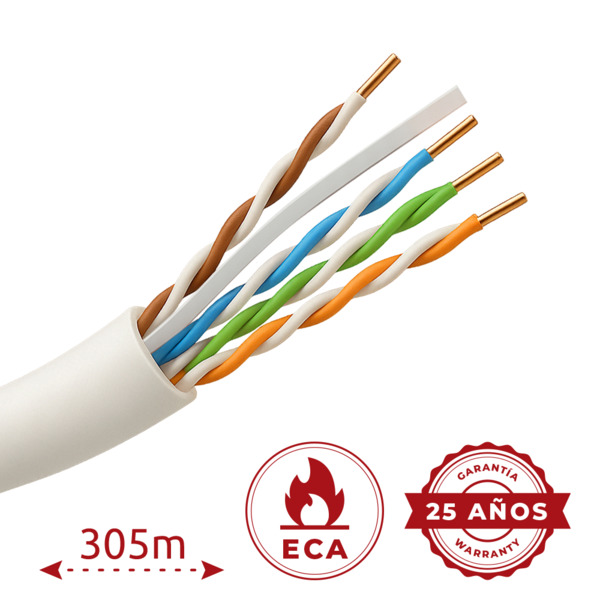 SAFIRE UTP6A-305-PVC-Eca Safire cable UTP Categoría 6A - Conductor OFC,100% cobre - Diámetro 23 AWG-0,55mm - Certificado CPR: Ec