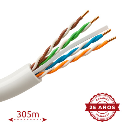 Comprar SAFIRE UTP6E-300-H Cable UTP rígido libre de halógenos - Categoría 6 - Conductor OFC, pureza 99.9% cobre - Rollo de 305 metros - Diámetro 5.5 mm - Libre de halógenos