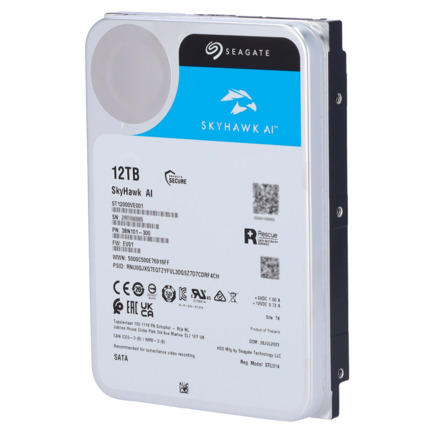 Comprar SEAGATE HD12TB-S-AI Disco duro Seagate Skyhawk AI - Capacidad 12 TB - Interfaz SATA 6 Gb/s - Hasta 32 transmisiones de inteligencia artificial - Modelo ST12000VE001 - Especial para Videograbadores de red (NVR)