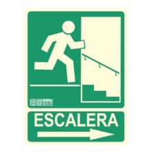 Señal escalera flecha derecha 29,7x22,4cm