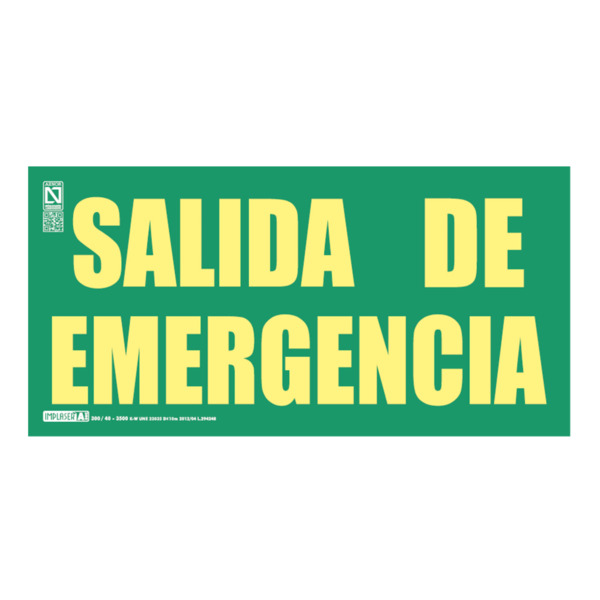 Señal salida de emergencia Clase A 42x21cm. 20m