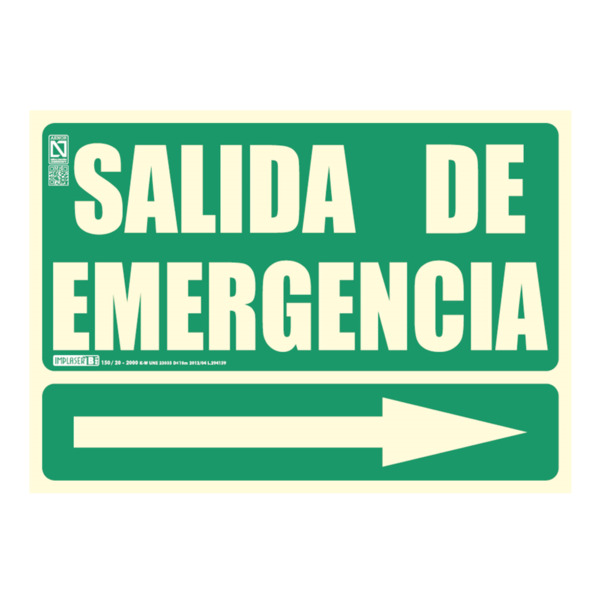 Señal Salida de Emergencia con flecha derecha 21x29,7cm