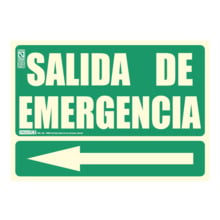 Señal Salida de Emergencia con flecha izquierda 21x29,7cm