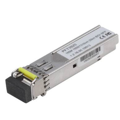 Módulo óptico SFP monomodo (SM) de gama Industrial. Conector LC para 1 fibra. Transmisión Gigabit 1,25Gbps hasta 20 km. Ventana