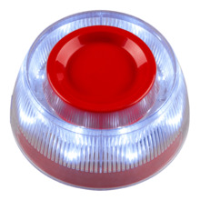 Sirena con flash y aislador. Color rojo. Requiere base standard no incluida. Certificado EN54-3/-17/-23