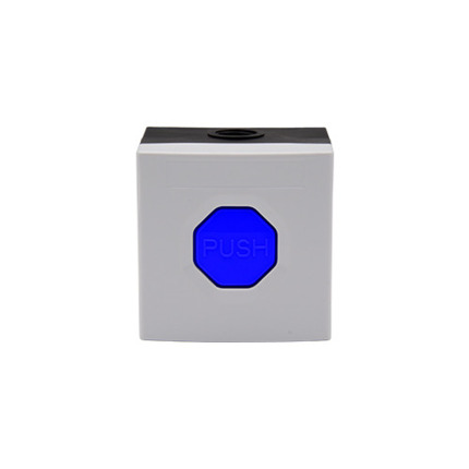 Comprar SS3 7B04 Pulsador SS3. Carcasa blanca, botón azul. Enclavable.