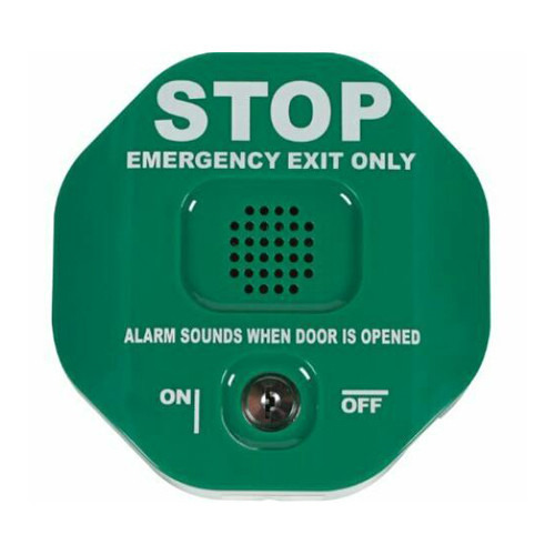 STI STI 6400/G Alarma para salida de puerta de emergencia. Anulación mediante llave. Color verde.