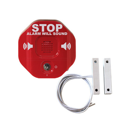 Comprar STI 6402 Alarma para salida de puerta de emergencia de doble hoja. Anulación mediante llave.