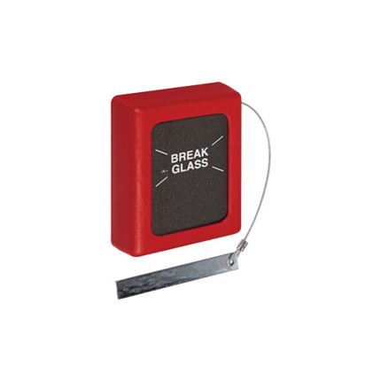 Comprar STI 6700 Caja mediana para llaves con vidrio impreso con texto en castellano y martillo.