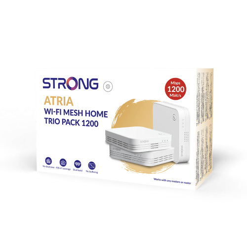 Strong WI-FI MESH HOME TRIO PACK 1200 Doble banda (2,4 GHz / 5 GHz) Wi-Fi 5 (802.11ac) Blanco 3 Interno (2)