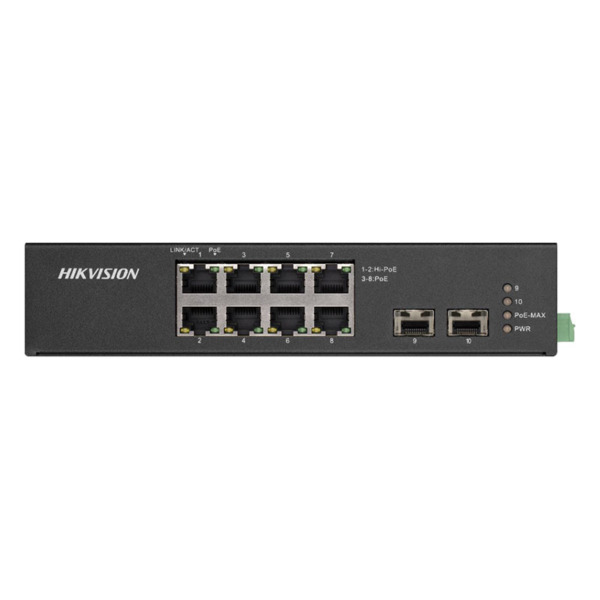 Switch Hi-PoE no administrado Gigabit 8 puertos Rango temperatura extendida Hikvision