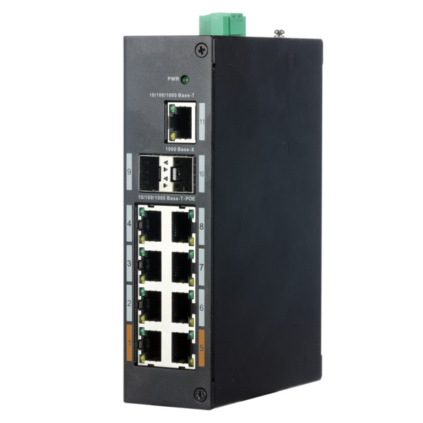 Switch Industrial X-Security - 8 puertos RJ45 + 2 puertos SFP + 1 puerto RJ45 - Velocidad 10/100/1000 Mbps - 2x Puertos HiPoE +