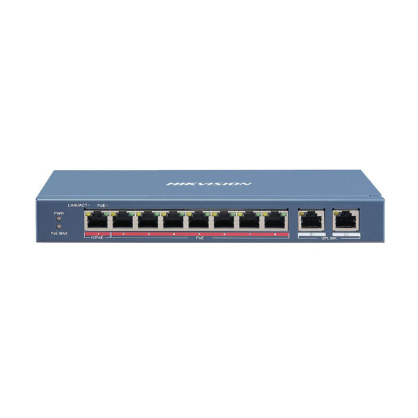 Switch inteligente Administrado 8 puertos 100Mbps PoE + 2 puertos RJ45 Gigabit Hi-Poe