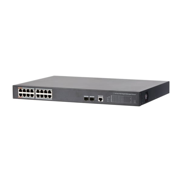 Switch PoE 16 puertos Gigabit + 2 SFP Uplink Gigabit 240W 802.3at Manejable Layer 2