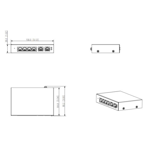 Switch PoE 2.0 4 puertos 10/100 + 2RJ45 Uplink 10/100 60W Manejable en Cloud Layer2 (1)