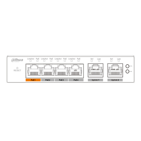 Switch PoE 2.0 4 puertos 10/100 + 2RJ45 Uplink 10/100 60W Manejable en Cloud Layer2 (2)