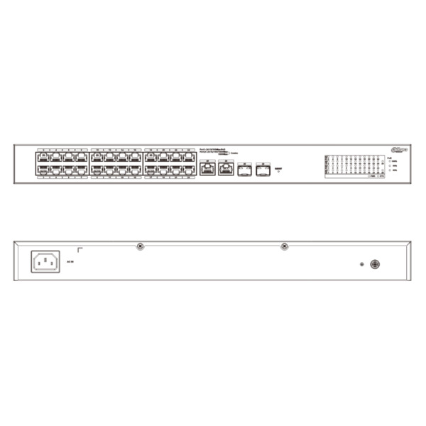 Switch PoE 24 puertos 10/100 + 2 Combo Gigabit RJ45/SFP Uplink 375W Manejable en Cloud Layer2 (2)