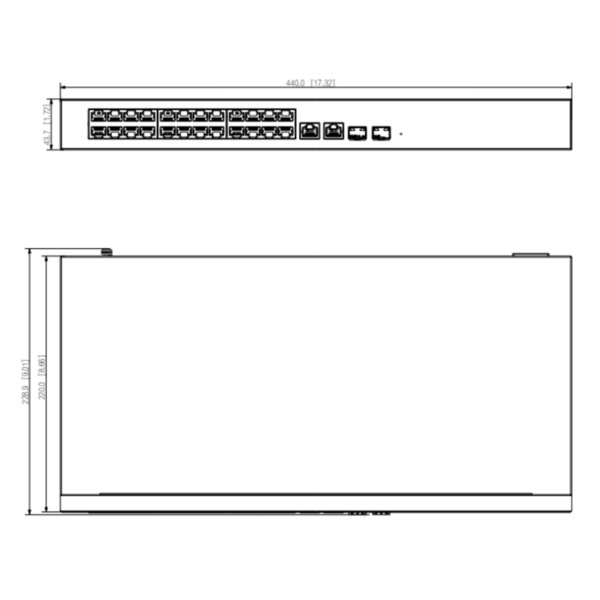 Switch PoE 24 puertos Gigabit + 2 Uplink Gigabit RJ45 + 2SFP Gigabit 240W Manejable en Cloud Layer2 (1)