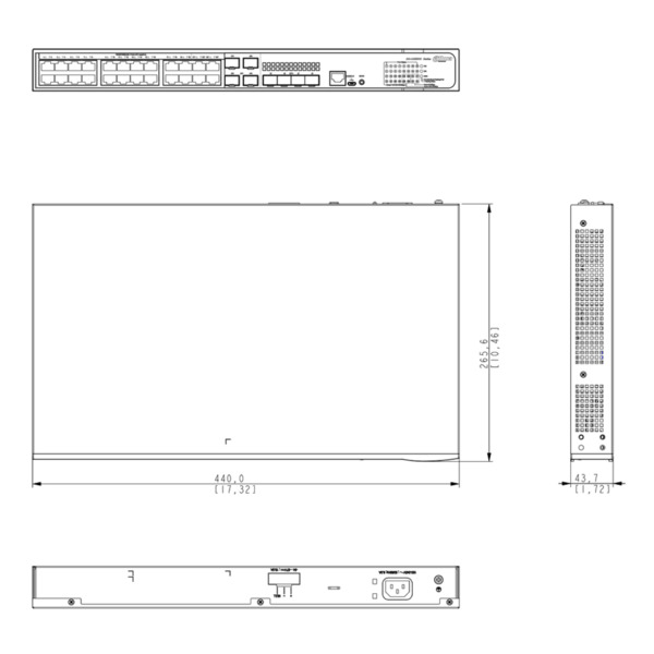 Switch PoE 24 puertos Gigabit + 4 Combo Gigabit SFP/SFP+ 10Gbps 370W Manejable Layer3 (4)