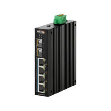 Switch PoE gestionable Wi-Tek de gama industrial. 4 puertos PoE 10/100/1000Mbps. 2 puertos SFP de 1000Mbps. 1 puerto consola. En