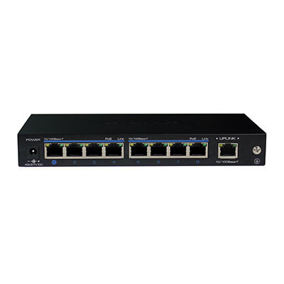 Switch PoE Watchdog 8 puertos 10/100 + 1 Uplink 10/100 (RJ45) 120W 802.3af/at 6KV - Modo CCTV 250m