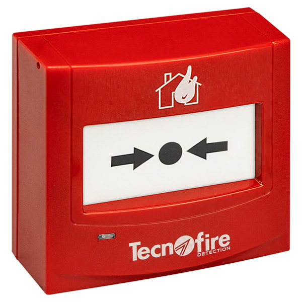 TECNOFIRE TF-TFCP Pulsador de señalización manual de incendio - Completa gestión RSC - Contenedor ABS V0 - Grado de protección I