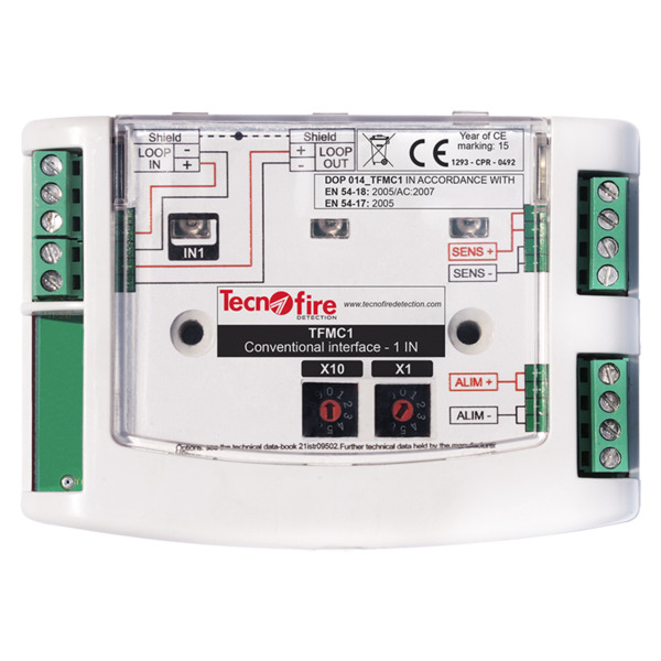 TECNOFIRE TF-TFMC1 Módulo direccionable 1 zona convencional - Alimentación sensores convencionales optoaislada - 2 modalidades d
