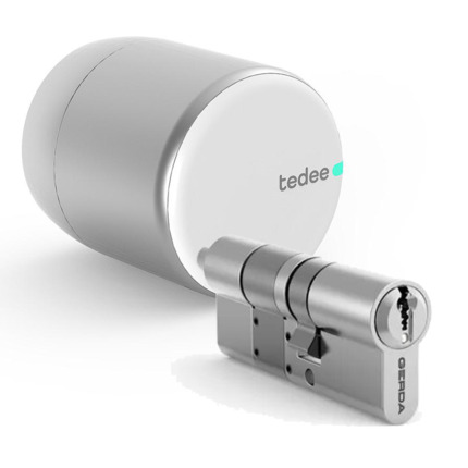 Comprar TEDEE PRO+BOMBILLO Cerradura inteligente Tedee PRO para acceso sin llave Plata + Cilindro Bombillo Gerda de Doble Embrague