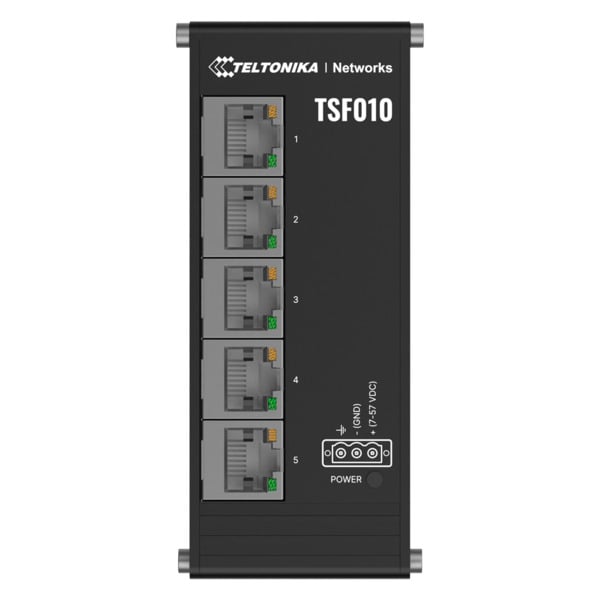 Teltonika Switch No gestionable Industrial - 5 puertos Ethernet RJ45 Fast Ethernet - Rugerizado Carcasa Aluminio Anodizado - Plu