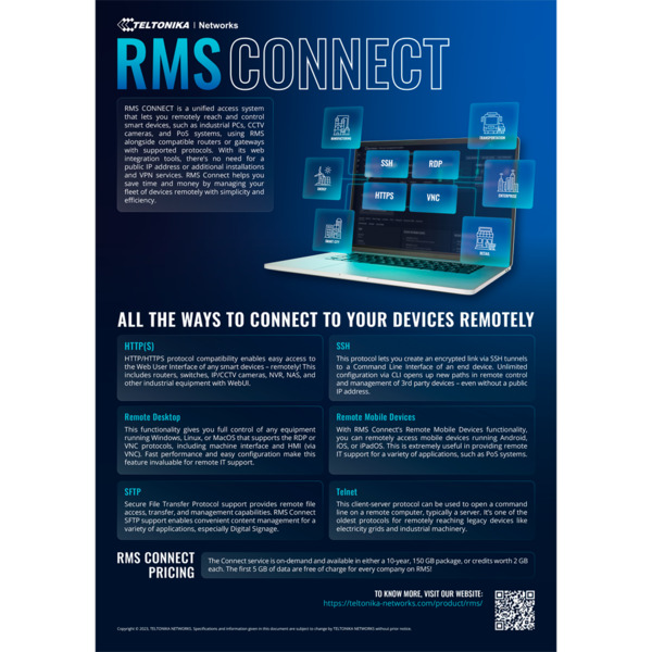 TELTONIKA TK-RMS-VPN-150G Pack de 150 Gb de tráfico RMS Connect y RMS VPN - Configura y Monitorea en remoto Router Teltonika - G (1)