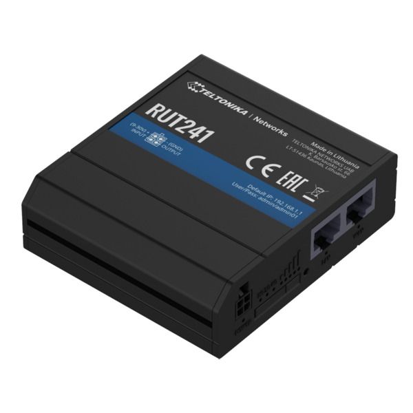 TELTONIKA TK-RUT241 Teltonika Router 4G Industrial - 2 puertos Ethernet RJ45 Fast Ethernet - 4G (LTE) Cat 4 hasta 150Mbps - 1x E (1)
