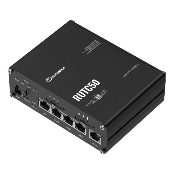 TELTONIKA TK-RUTC50 Teltonika Router 5G Industrial - 5G Sub-6Ghz SA/NSA  - Doble Módem Dual SIM  - Wi-Fi 6 - Posicionamiento GNS (1)