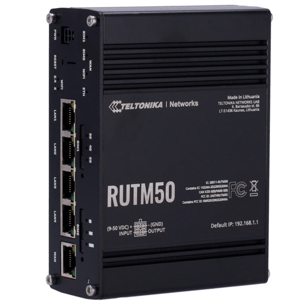 TELTONIKA TK-RUTM50 Teltonika Router Industrial 5G - 5G Sub-6Ghz SA/NSA Doble SIM - 5 puertos 10/100/1000Mbps - Hasta 3,4Gbps De (1)