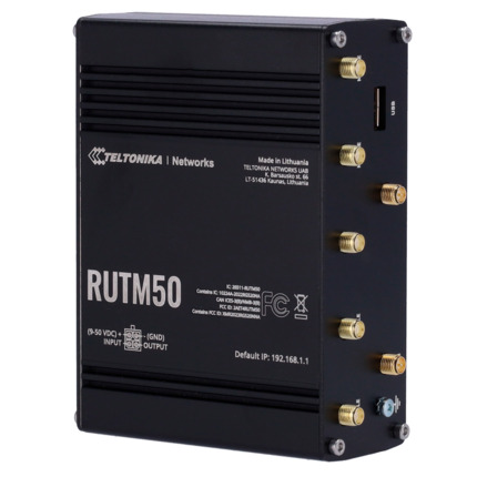 Comprar TELTONIKA TK-RUTM50 Teltonika Router Industrial 5G - 5G Sub-6Ghz SA/NSA Doble SIM - 5 puertos 10/100/1000Mbps - Hasta 3,4Gbps Descarga | 550 Mbps Subida  - WiFi 802.11 b/g/n/ac | Posicionamiento GPS - Carcasa Aluminio