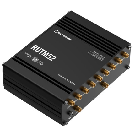 Comprar TELTONIKA TK-RUTM52 Teltonika Router Industrial 5G - Doble modem 5G Sub-6Ghz SA/NSA - 5 puertos 10/100/1000Mbps - Hasta  2.1/3.3Gbps Descarga  900/600Mbps Subida  - WiFi 802.11 b/g/n/ac - Carcasa Aluminio