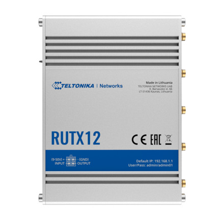 Comprar TELTONIKA TK-RUTX12 Teltonika Router 4G Industrial - Doble Módem 4G Cat 6 Dual SIM  - Wi-Fi 5 - Bluetooth LE 4.0 - Posicionamiento GNSS - 5 puertos Ethernet RJ45 Gigabit