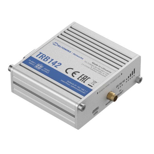 TELTONIKA TK-TRB142 Teltonika Gateway 4G Industrial - 4G Cat 1 / 3G / 2G - Puerto RS232 - Diseño Compacto - Conector Micro USB (5)