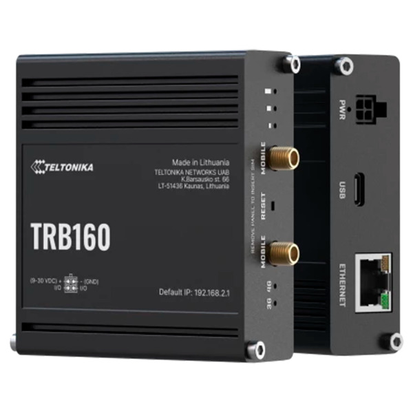 TELTONIKA TK-TRB160 Teltonika Gateway 4G Industrial - 4G Cat 4 / 3G / 2G - Puerto Ethernet RJ45 10/100/1000Mbps - Diseño Compact (1)