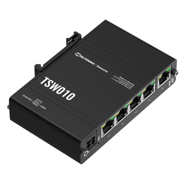 TELTONIKA TK-TSW010 Teltonika Switch No gestionable Industrial - 5 puertos Ethernet RJ45 Fast Ethernet - Rugerizado Carcasa Alum (1)