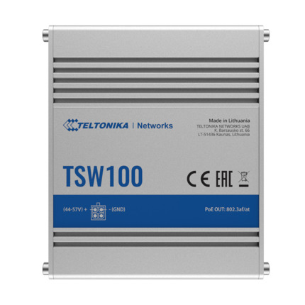 Comprar TELTONIKA TK-TSW100 Teltonika Switch PoE No gestionable Industrial - 5 puertos Ethernet RJ45 Gigabit - 4 Puertos Ethernet PoE+ 802.3af/at - Hasta 30W por Puerto PoE - Hasta 120W de Potencia PoE - Rugerizado Carcasa Aluminio