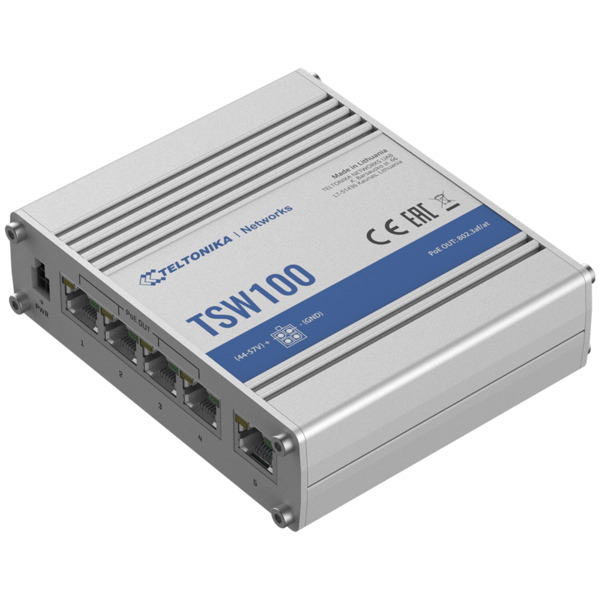 TELTONIKA TK-TSW100 Teltonika Switch PoE No gestionable Industrial - 5 puertos Ethernet RJ45 Gigabit - 4 Puertos Ethernet PoE+ 8 (3)
